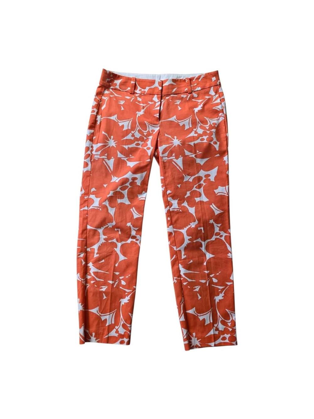 Ann Taylor Carnegie Crop Orange Floral Pants